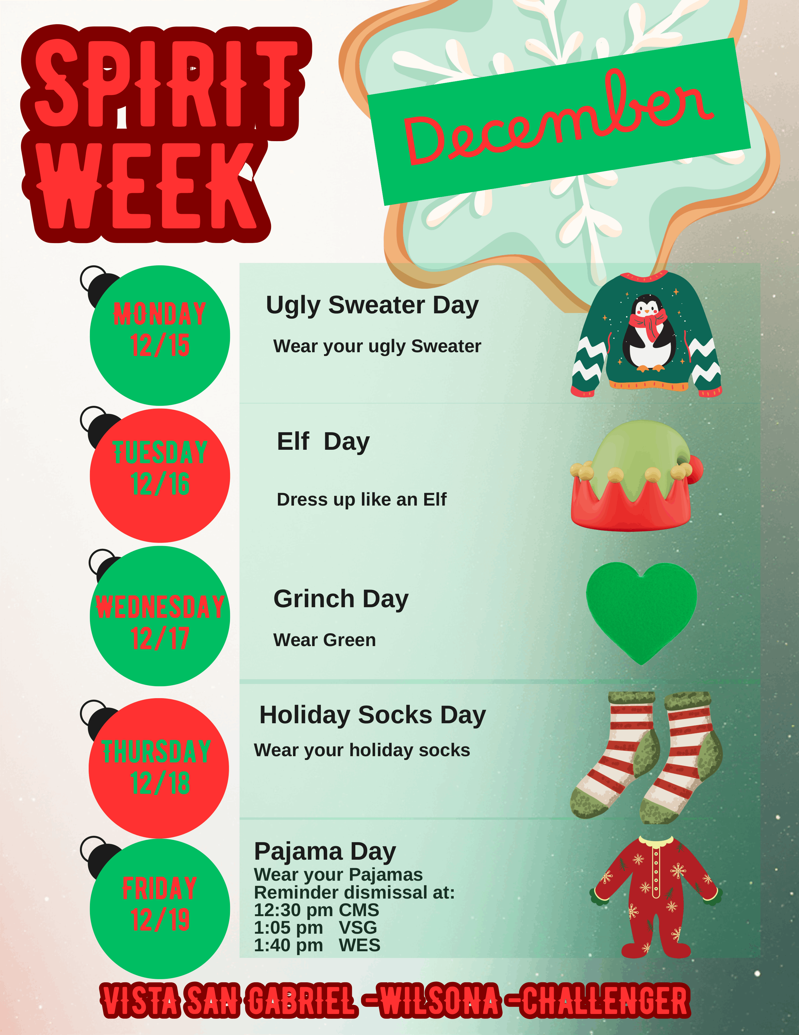 A flyer advertising our spirit week